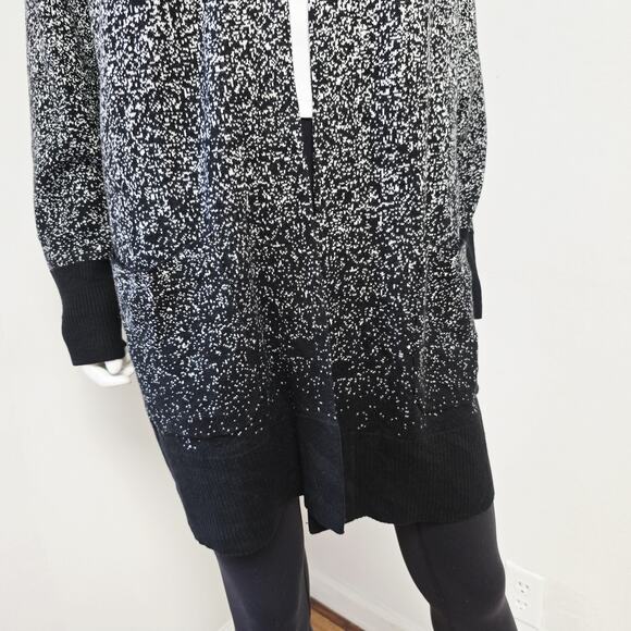 Chicos Zenergy Cardigan Sweater Size 2 L Ombre Gray Black Hooded Cotton Cashmere - Picture 4 of 9